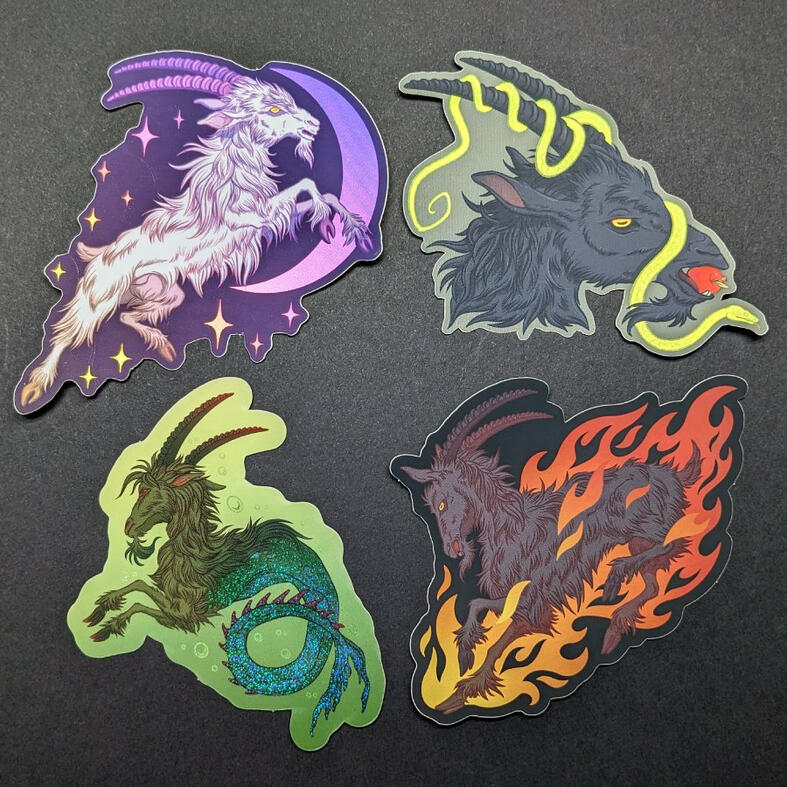 Goat shiny foil/glitter stickers